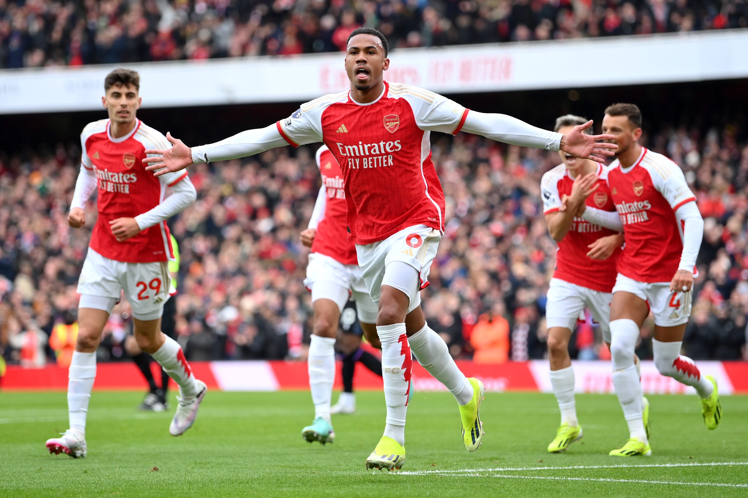Gabriel Magalhães, do Arsenal, comemora gol contra o Crystal Palace (Foto: Justin Setterfield | Getty Images)