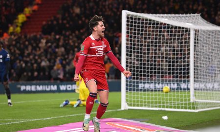 Hackney comemora o gol do Middlesbrough (Foto: Stu Forster/Getty Images)