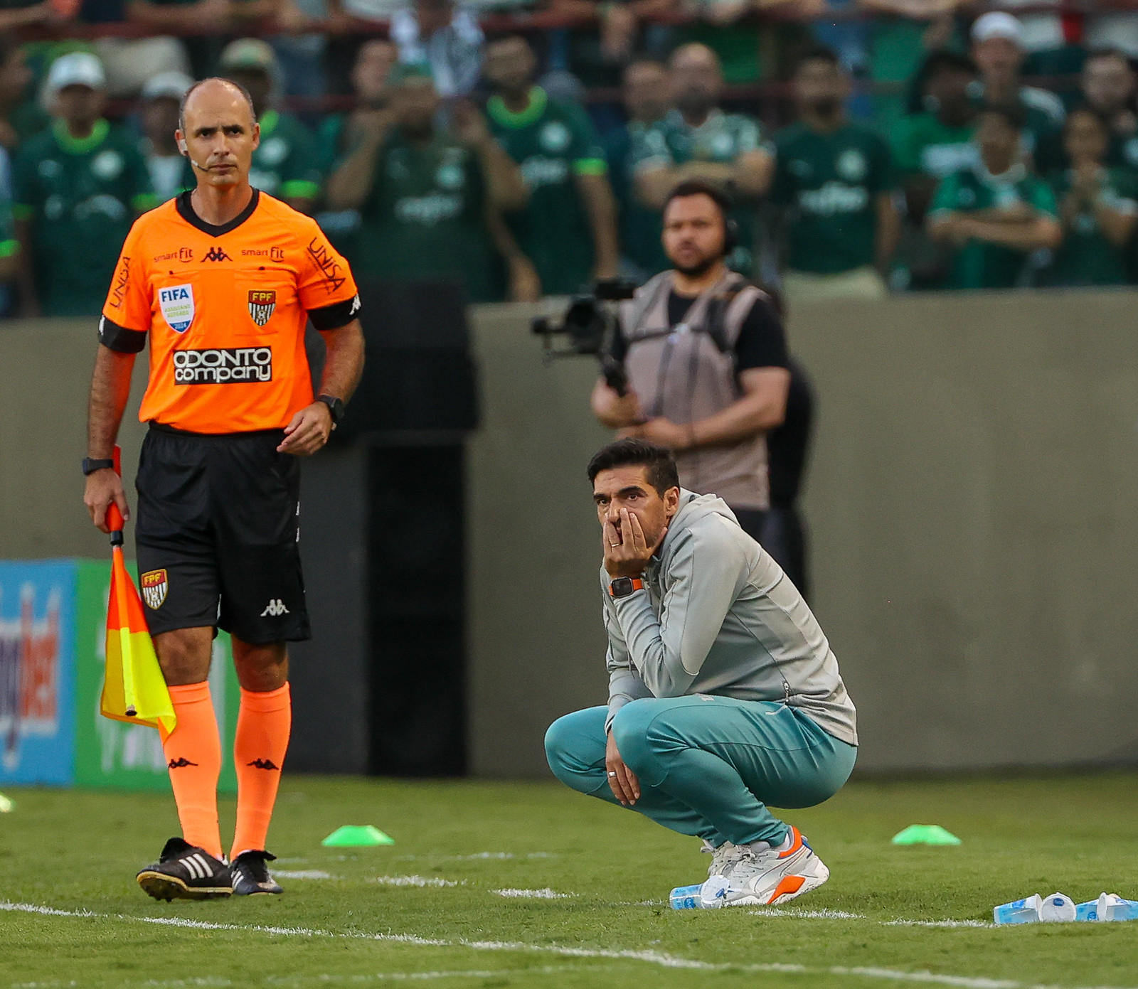 Abel Ferreira durante confronto contra o Corinthians na Arena Barueri. (Foto: Cesar Greco/Palmeiras).