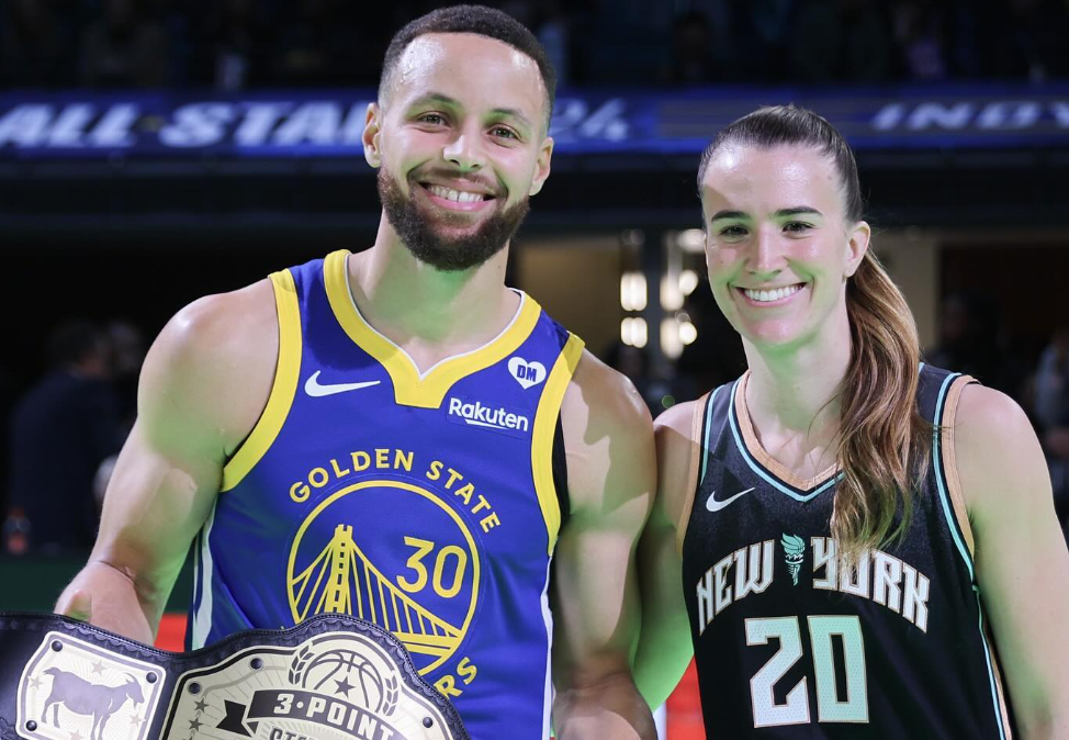 Stephen Curry venceu o desafio contra Sabrina Ionescu no All-Star (Foto: Redes Sociais/NBA)