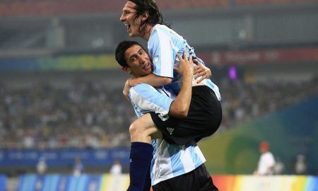 Messi e Di María foram campeões olímpicos em 2008 (Foto: Photogamma | Getty Images)