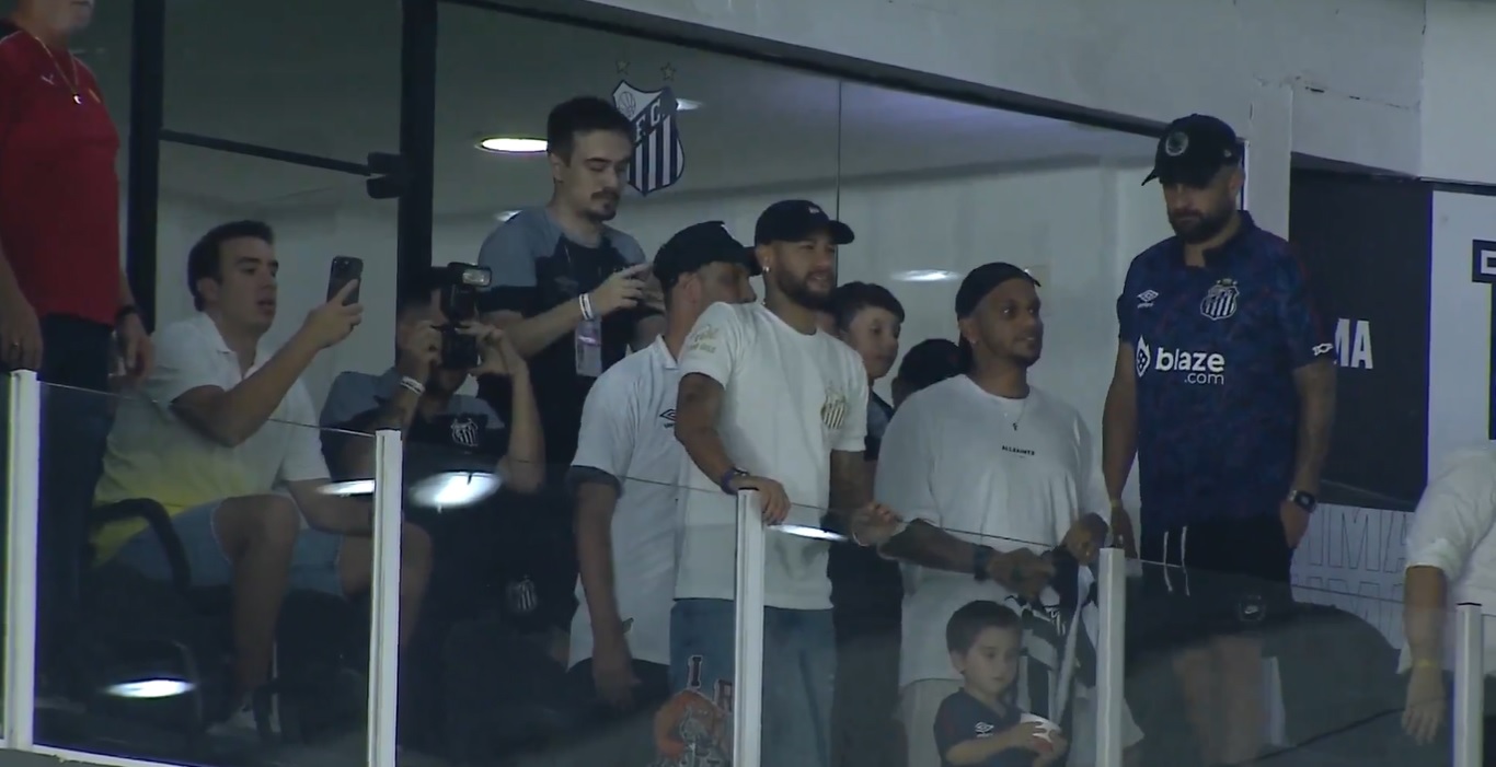 Neymar na Vila Belmiro (Foto: Reprodução / TNT Sports)