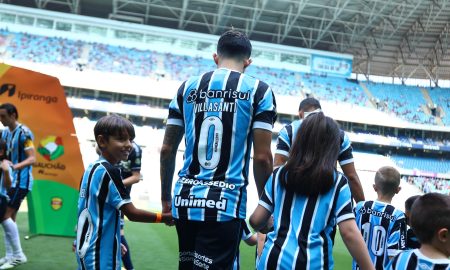 Villasanti utilizou a camisa 0 em uma ação contra o assédio contra mulheres (Foto/Reprodução: Grêmio)