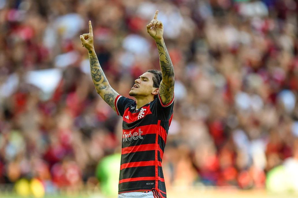 Pedro comemora seu gol (Foto: Marcelo Cortes/Flamengo)