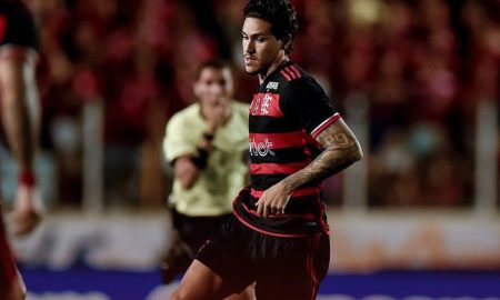 Pedro responsável pelos três do Flamengo contra o Bangu Divulgação / Flamengo