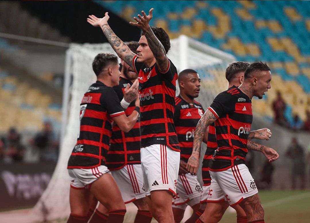Elenco do Flamengo comemorando um dos gols desta noite Foto: Flamengo