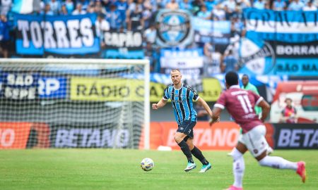 Lance da partida entre Gremio e Caxias disputada na tarde deste sabado, no Estádio Centenario, em Caxias, valida pela primeira rodada do Campeonato Gaucho 2024.