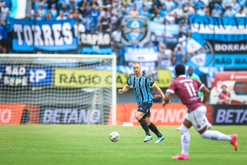 Lance da partida entre Gremio e Caxias disputada na tarde deste sabado, no Estádio Centenario, em Caxias, valida pela primeira rodada do Campeonato Gaucho 2024.