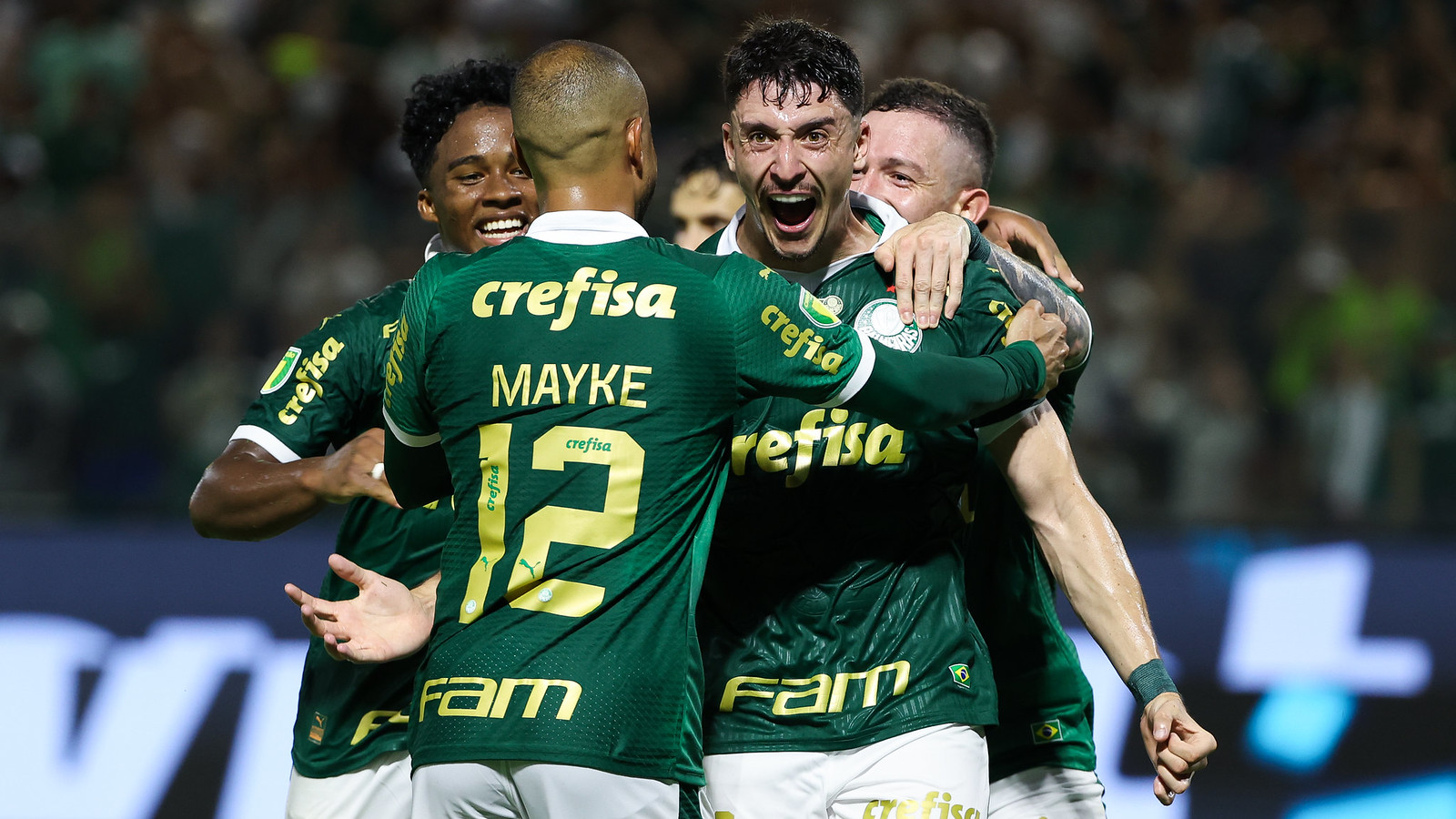 Piquerez em comemoração de seu gol contra a Ponte Preta. (Foto: Fábio Menotti/Palmeiras).