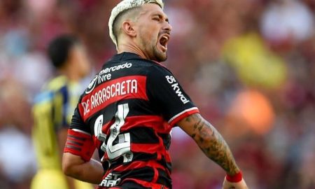 Arrascaeta comemorando gol marcado pelo Flamengo (Foto: Reprodução/Twitter Flamengo)