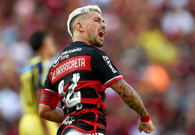 Arrascaeta comemorando gol marcado pelo Flamengo (Foto: Reprodução/Twitter Flamengo)