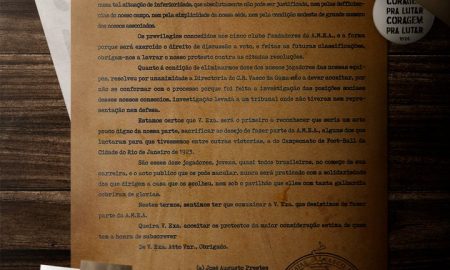 A carta do Vasco e o elenco Camisas Negras. (Foto: Divulgação / Vasco)
