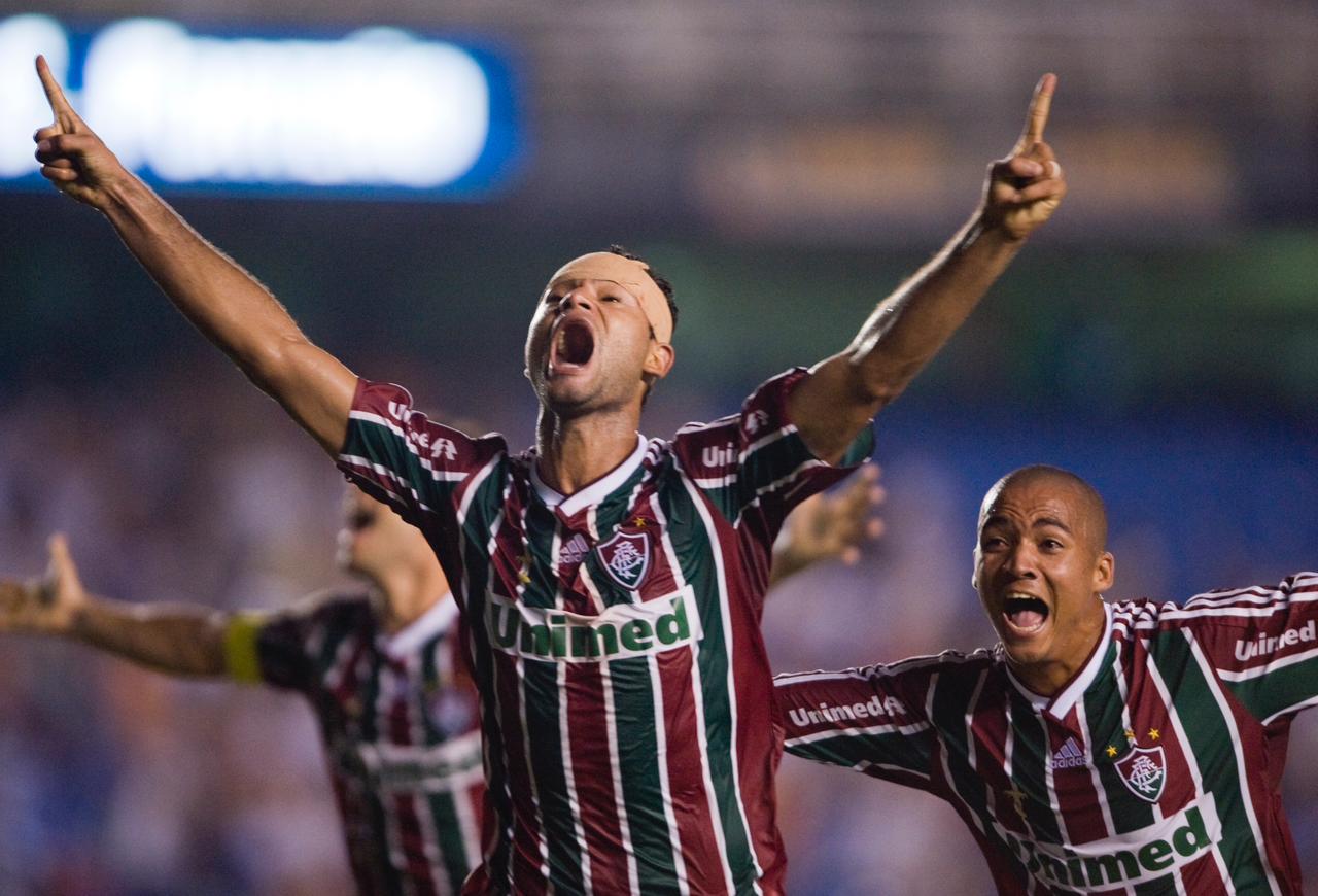 Gum comemora seu gol em cima do cerro porteno na emblematica semifinal da sul-americana de 2009 ANTONIO SCORZA/AFP via Getty Images