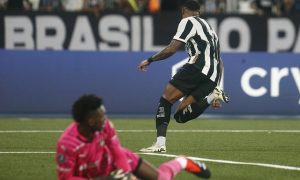 Júnior Santos comemora gol marcado (Foto: Vitor Silva/Botafogo)