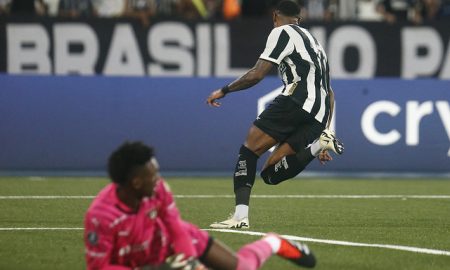 Júnior Santos comemora gol marcado (Foto: Vitor Silva/Botafogo)