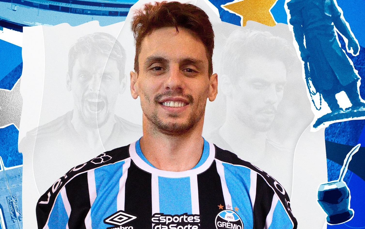 Rodrigo Caio foi anunciado pelo Grêmio (Foto: Divulgação / Grêmio)