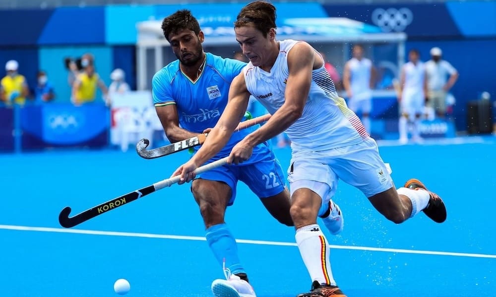 Índia e Bélgica se enfrentando na olímpiada de Tóquio. Foto: Reuters/Bernadett Szabo