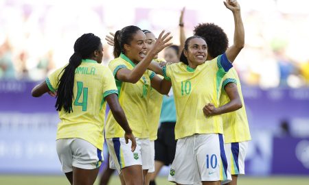 Brasil comemorando. (Foto: Rafael Ribeiro/CBF )