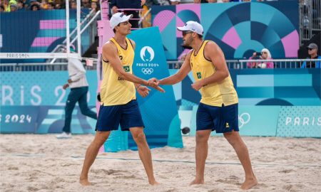 George e André. (Foto: Divulgação/X/@volei)