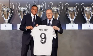 Mbappé com a camisa do Real Madrid. (Foto: Pedro Castillo / Real Madrid)