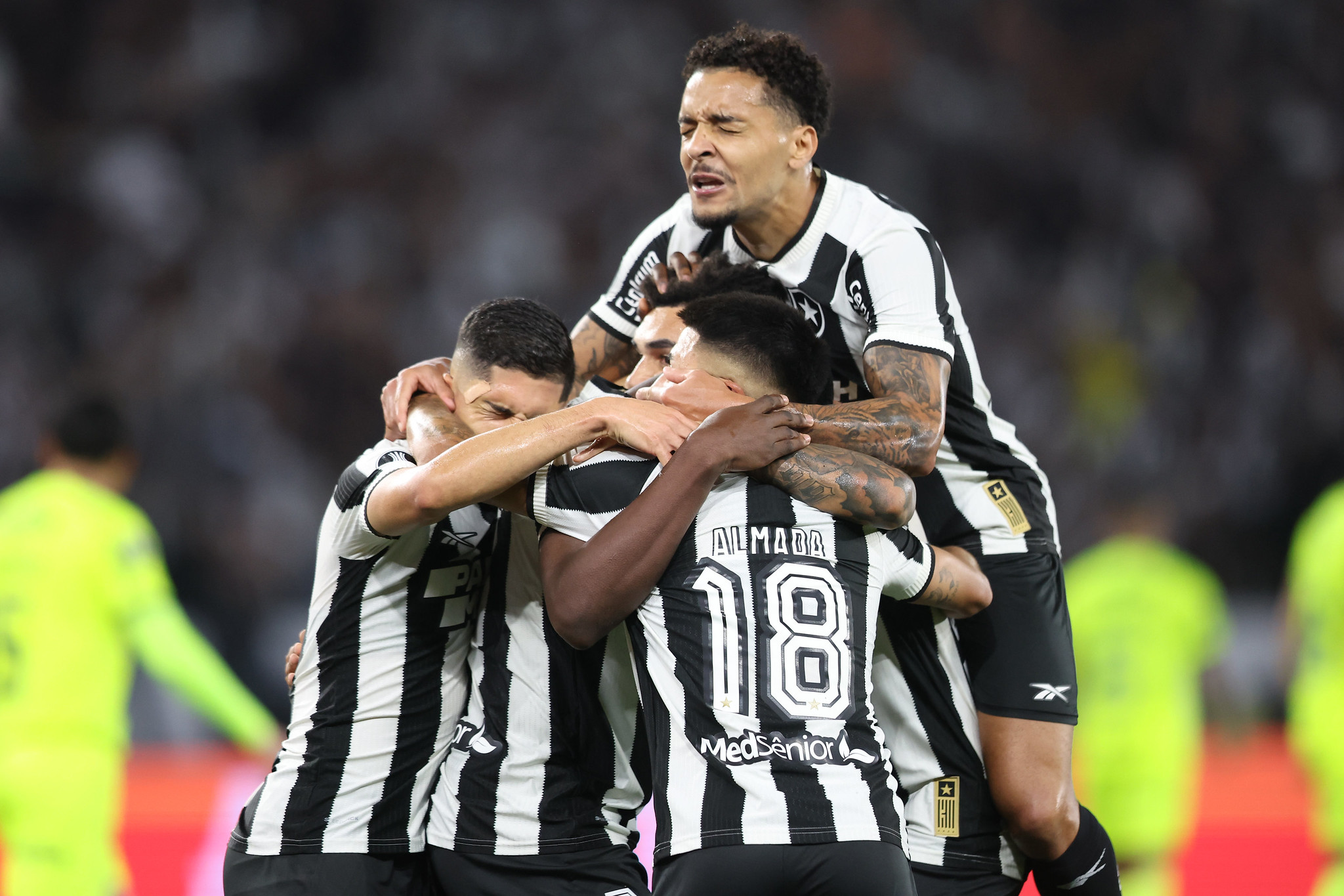 Time do Botafogo comemorando. (Foto: Vitor Silva/Botafogo)