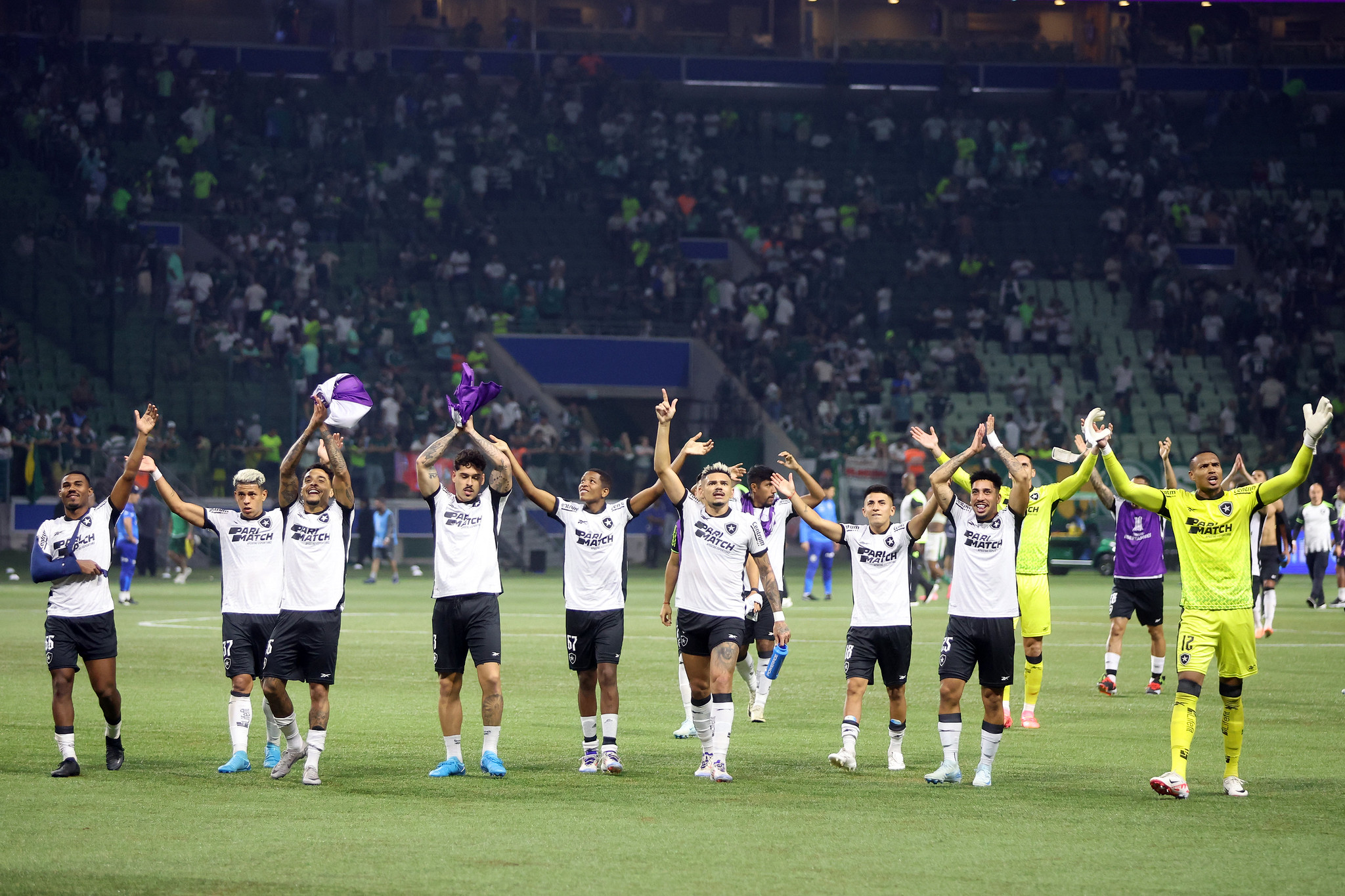 Comemoração no final do jogo. (Foto: Vitor Silva/Botafogo)