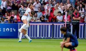 Trinity Rodman comemora o gol da vitória dos EUA. Foto: Reprodução/ Twitter