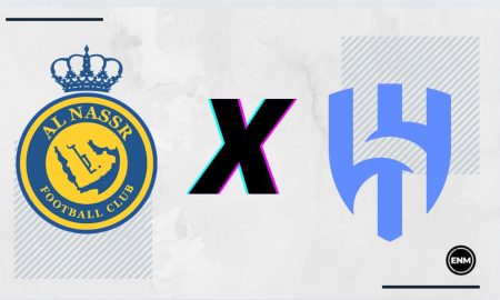 Al-Nassr e Al-Hilal se enfrentam neste sábado (17) na final da Supercopa Saudita. (Arte:ENM)