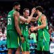 Jogadores do Brasil. (Foto: Divulgação/X/@basquetebrasil)