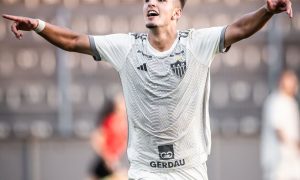 Mateus Iseppe, camisa 10 do Atlético-MG sub-20 comemora a vitória contra o Corinthians pelo Campeonato Brasileiro. Foto: Dourado