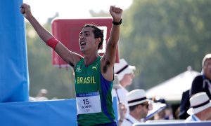 Caio Bonfim, na marcha atlética nos Jogos Olímpicos de Paris