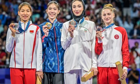 Medalhistas da divisão feminina até 49kg do taekwondo (Foto: Divulgação/World Taekwondo)