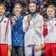 Medalhistas da divisão feminina até 49kg do taekwondo (Foto: Divulgação/World Taekwondo)