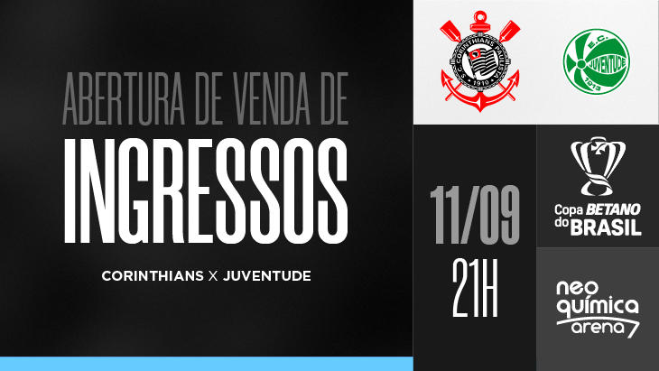 Corinthians divulga informações sobre venda de ingressos para jogo da Copa do Brasil. (Foto: Divulgação/Corinthians).