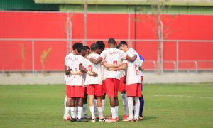 Jogadores do time Sub-20 do Red Bull Bragantino. (Foto: Fernando Roberto/Red Bull Bragantino)