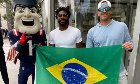 Festa em São Paulo celebra a chegada oficial ao Brasil do New England Patriots