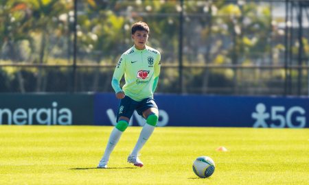 Enrico, jogador do time Sub-16 do Red Bull Bragantino, na Seleção Brasileira. (Foto: Fabio Souza/CBF)