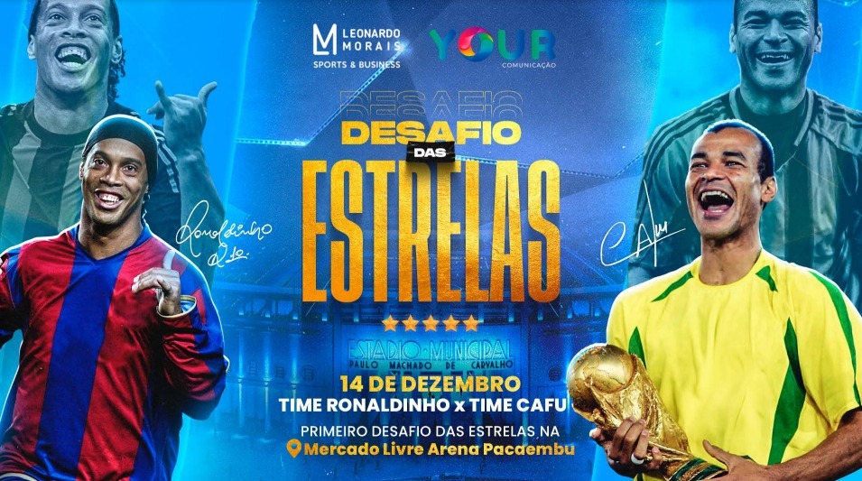 Ronaldinho x Cafu em desafio das estrelas (Foto: Divulgação)