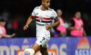 Lucas Moura no jogo contra o Internacional 2024 (Foto: Paulo Pinto / São Paulo FC)