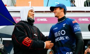 Crosby e Griffin em evento da WSL. (Foto: Thiago Diz / WSL)