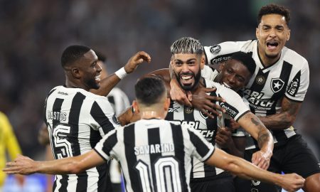 Jogadores do Botafogo comemorando o segundo gol. (Foto: Vitor Silva/Botafogo)