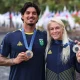 Gabriel Medina e Tati Weston-Webb. (Foto: Reprodução / COB)