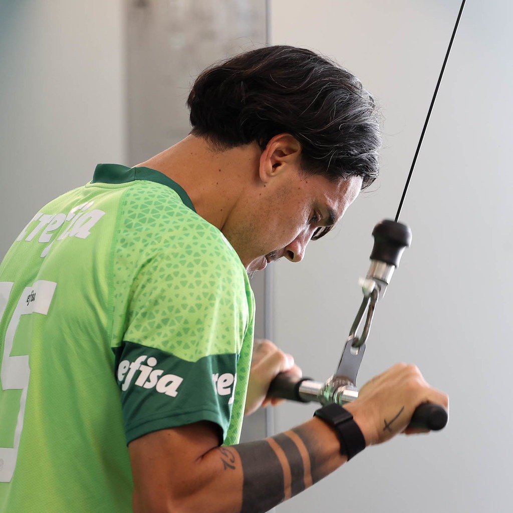 Gustavo Gómez no treino do Palmeiras (Foto: Cesar Greco/Palmeiras)