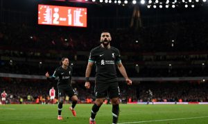 Salah comemorando empate. ((Foto: Shaun Botterill/Getty Images)