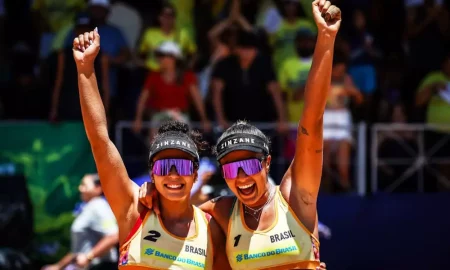 Thâmela e Victoria são campeãs do Elite 16 de João Pessoa (Foto: Reprodução/FIVB)