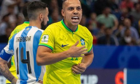 Brasil vence Argentina na final da Copa de futsal. (Foto: Reprodução / CBF)