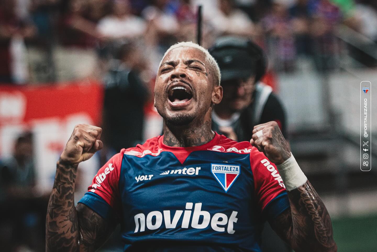 Marinho comemora seu gol na partida. (Foto: Matheus Lotif/FEC)