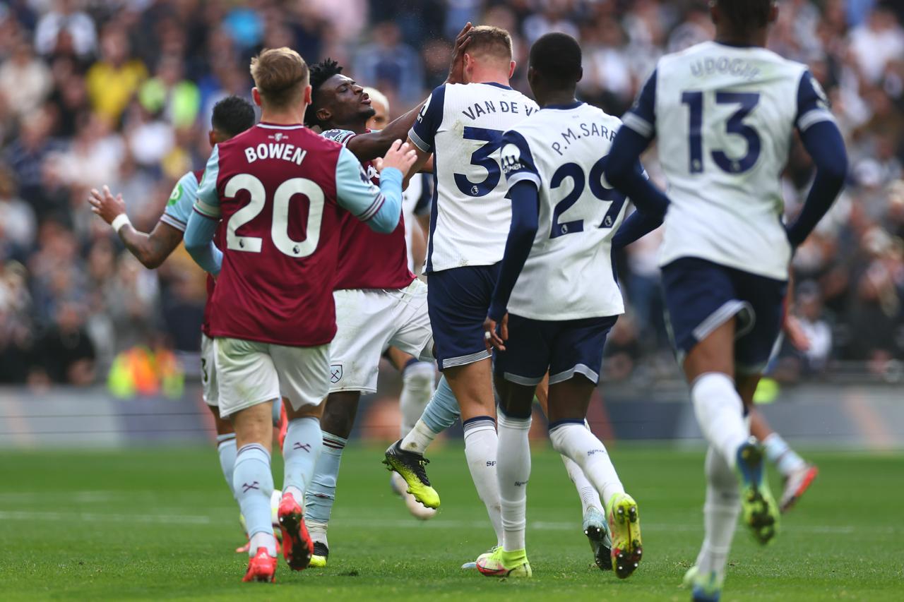 confusão Tottenham West Ham. (Foto: Marc Atkins/Getty Images)