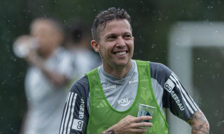 Bernard treinou normalmente com a equipe do Atlético-MG. Foto: Pedro Souza | Atlético-MG