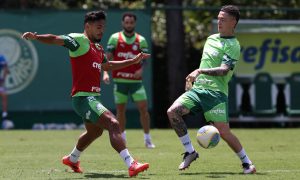 Gabriel Menino e Anibal Moreno em treino do Palmeiras (FOTO: Cesar Greco)